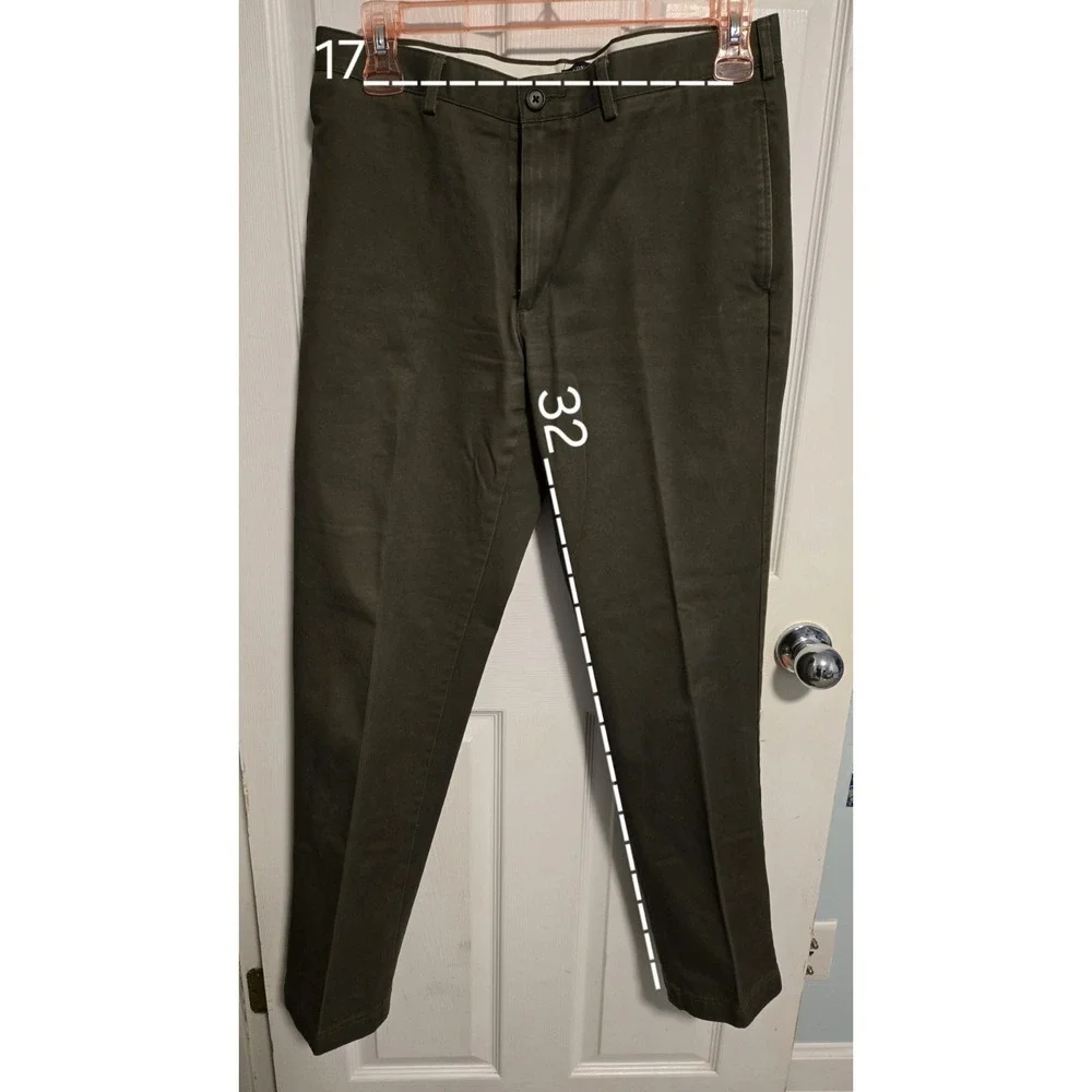 Lot 2 Lands' End Men's Chino Pants ~ 34x32 Tailored Fit Blue & Olive Cotton PICS